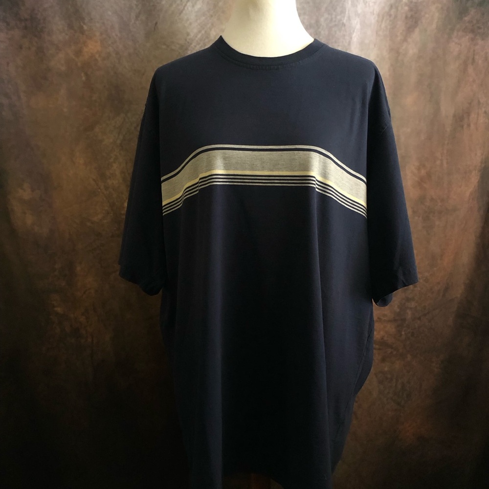 Puritan Navy Short Sleeve Tee with Cream & Gray Chest Stripe